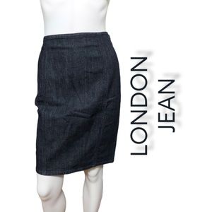 London Jean Dark Blue Denim Pencil Skirt Size 6
